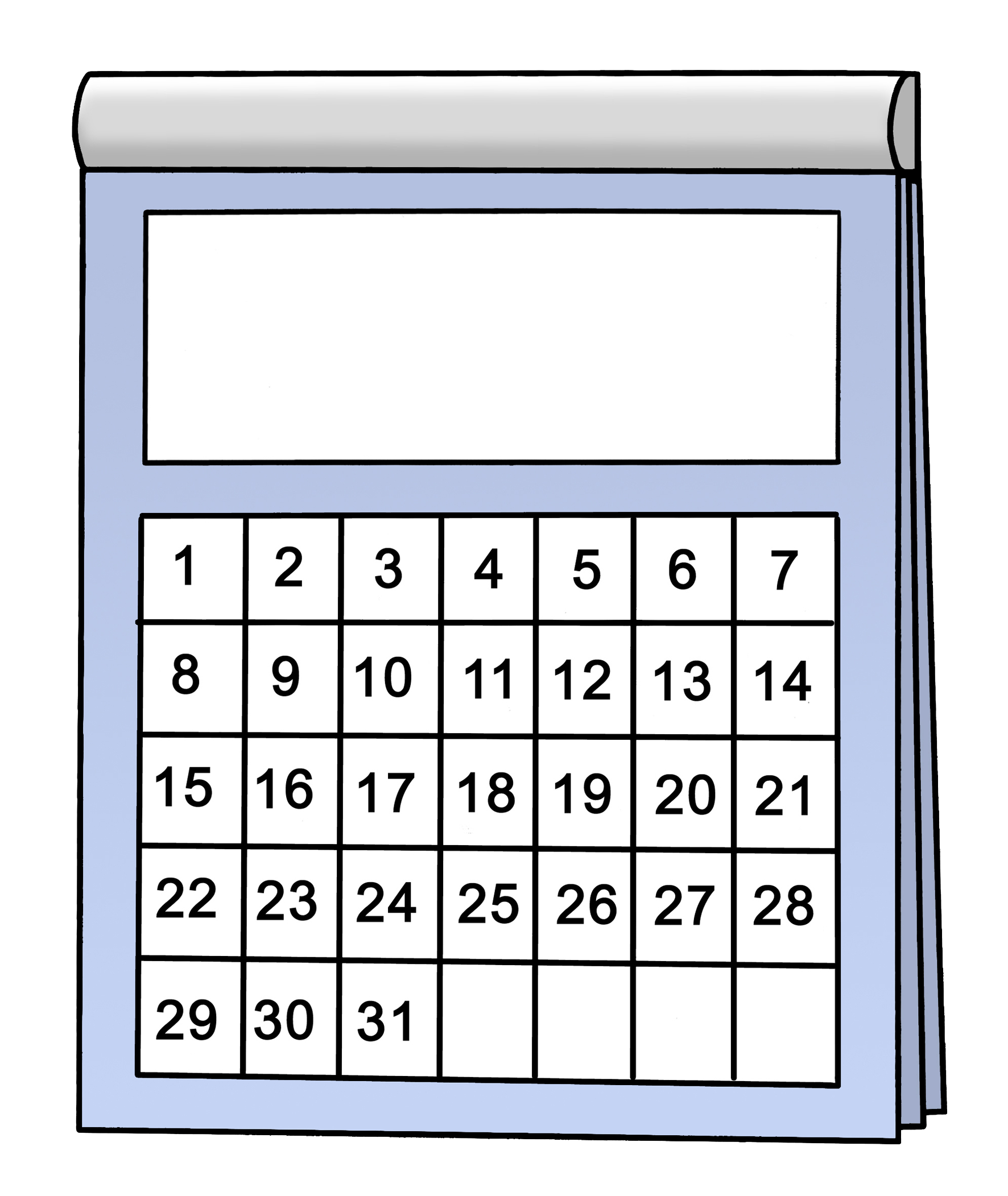 Kalender 31 Tage - Leichte Sprache Kalenderblatt mit 31 Tagen